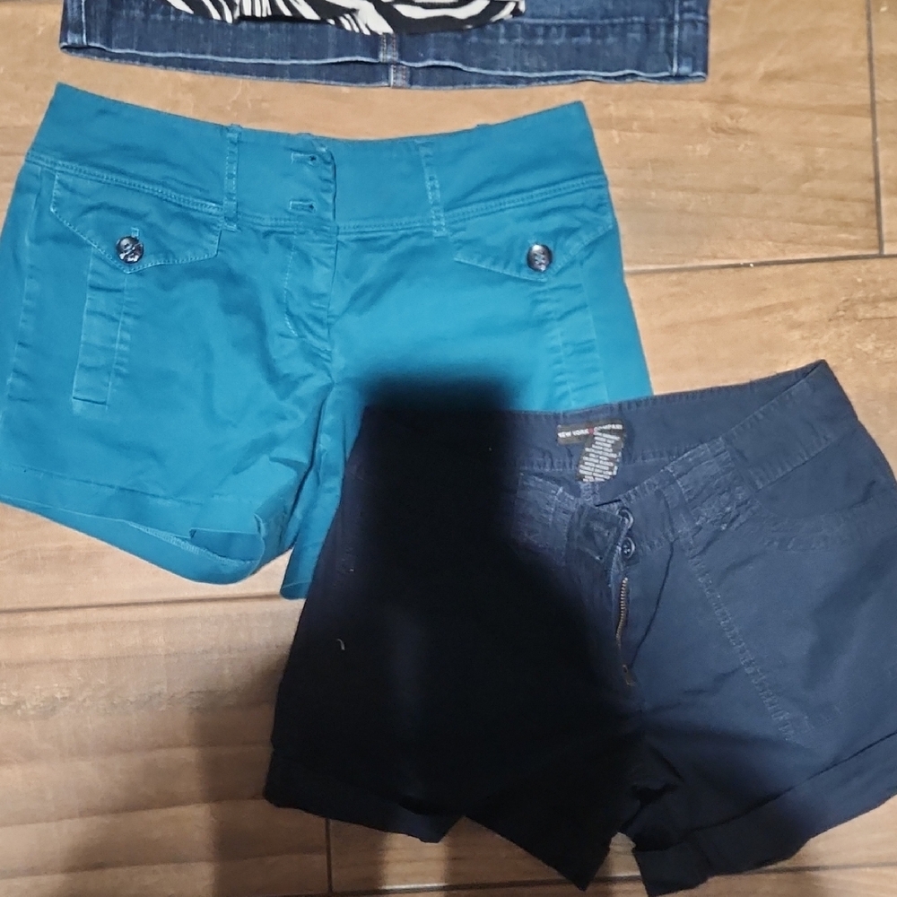 New York & Company High Waist Blue and Black Shorts